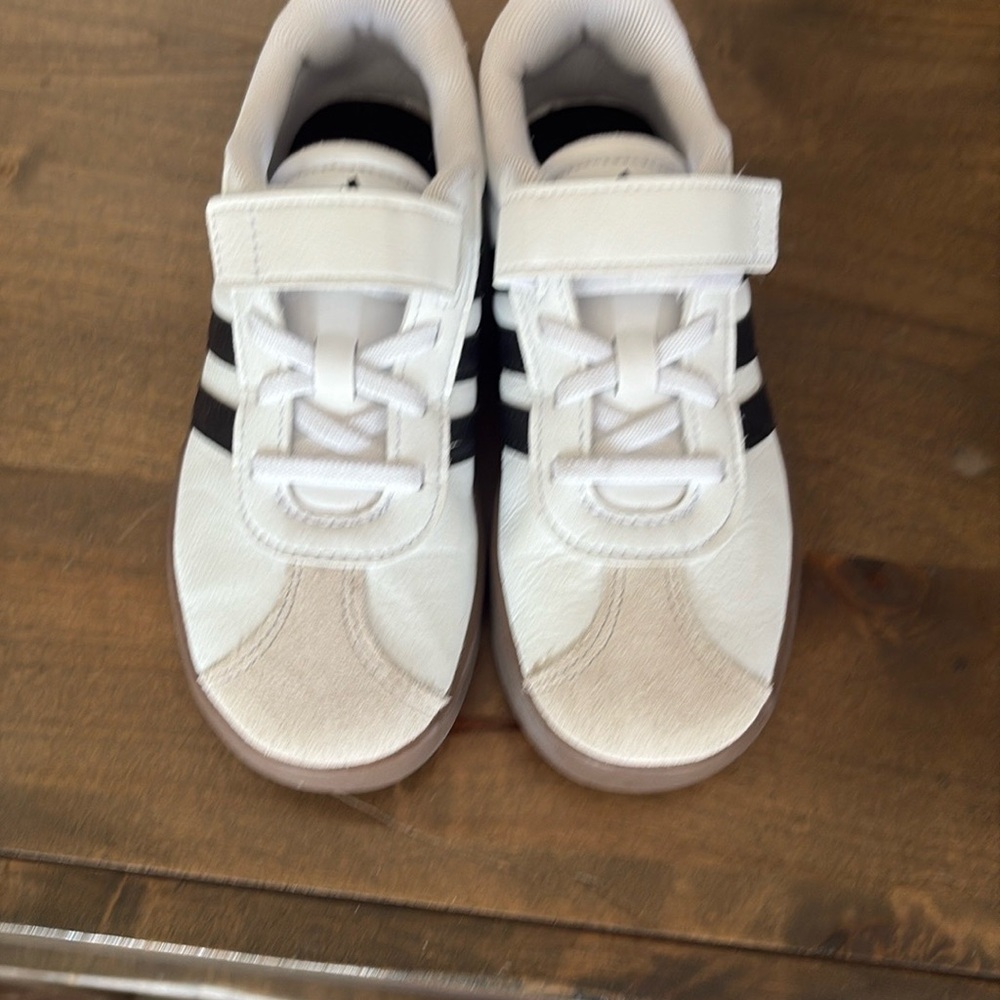 Adidas White and Black Velcro Strap Sneakers
